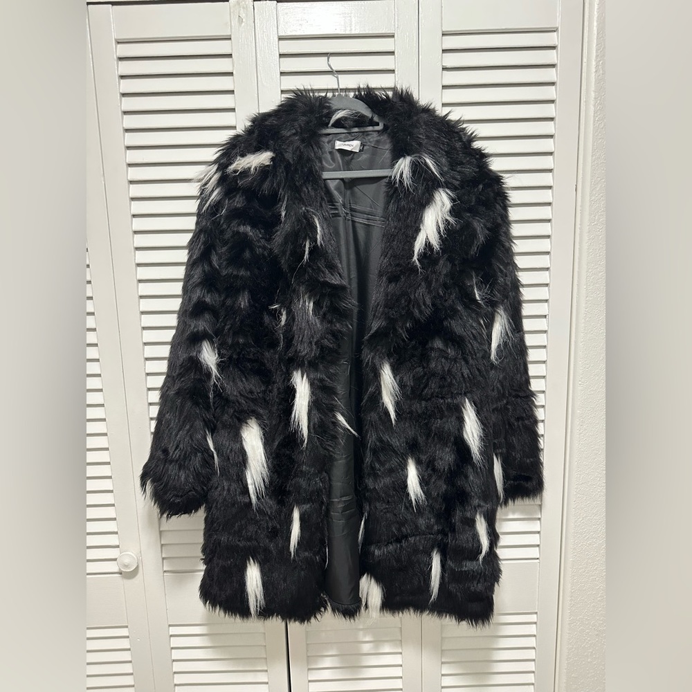 Black and White mens Fur Coat.